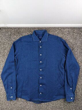 Eton Shirt Soft Denim Long Sleeve Button Up Blue Mens XL Slim Fit 17 | 43